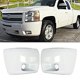 MIC Front Bumper End Caps Set w/Fog Light Hole Compatible with Silverado 1500 2007-2013,Fog Light Covers Replace for 15891682, GM1005147, 15891681, GM1004147 (Summit White)