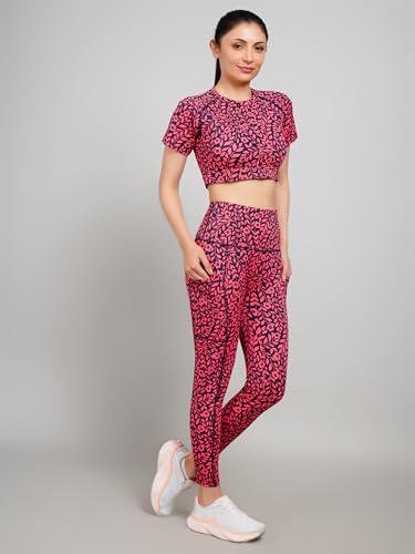 Image of SSoShHub Tights Top High Waist Stretchable Gym Tights and CropTop Bra Gym wear /Active Wear Tights Yoga Pants Zumba /Dance Womens Workout Tights and Top Stretchable Workout set