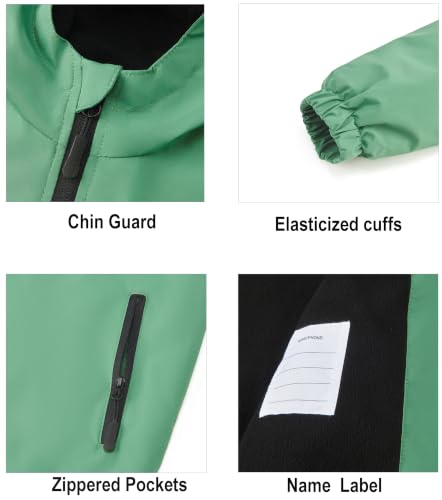 Image of Boys Girls Rain Jackets Waterproof Hooded Fleece Raincoats Lightweight Windbreakers for Kids