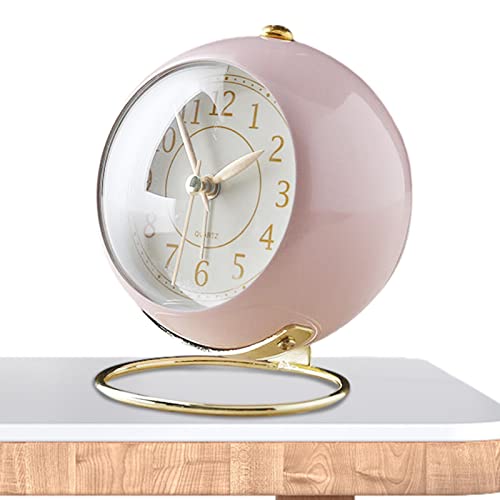 Retro väckarklockor sängbord, väckarklocka med nattlampa för sovrum, batteridriven klocka med , vintage skrivbord tyst analog väckarklocka, kreativ kvartsklocka sängdekorationer