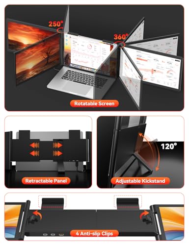 Image of Laptop Screen Extender, One Cable Connetion (Windows & Mac), 14 inch 1080P Dual Screen, USB-C HDMI Wireless & Wired Travel Extended Display, Triple Monitor for 12-16.5 inch Laptop, Support MacBook M1 /M2 /M3