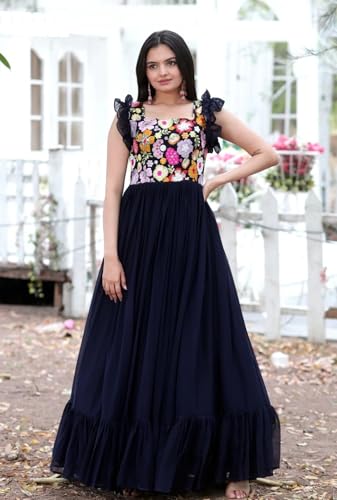 Image of Women's Floral Printed Stylish Georgette Anarkali Gown for Women.
