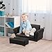 Qaba Kids Sofa with Footstool for Children, Toddler Couch for Playroom, Nursery, Living Room, Bedroom Furniture, Black