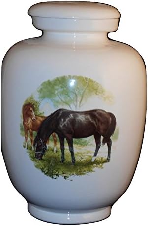 Horse-Funeral Urn - Cremation Urn for Human Ashes - Hand Made Pottery (230 Cubic Inches)