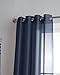 LinenZone Sheer Navy Blue Curtains. 2 Faux Linen Sheer Curtain Panels in Each Package. Elegant 84 Inch Curtains for Living Room, Bedroom, Kitchen, Kids Room, Nursery. (Karina 54 x 84, Navy)