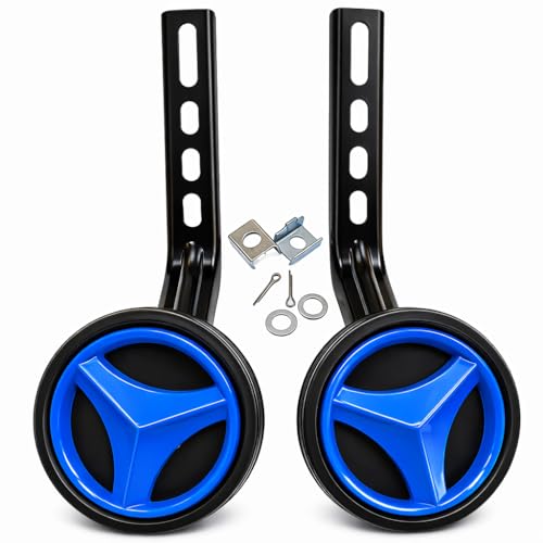 Image of Adjustable Side Support Training Wheels for Kids Cycle, 14 to 20 Inch, Black with Colorful Spoke Design