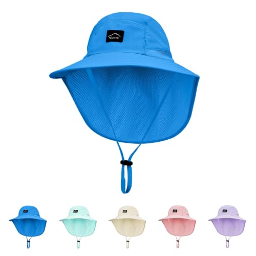 Image of ZOORON Kids Sun Hat with Neck Flap UPF 50+ UV Protection Wide Brim Breathable Fishing Safari Beach Summer Hat for Boys Girls