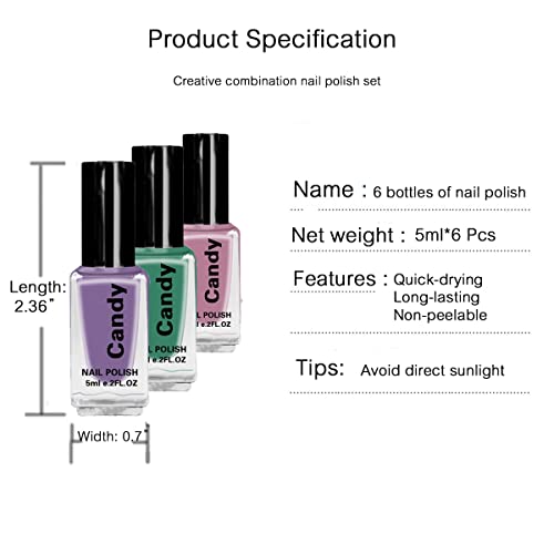 Tophany 6 Bottles Nail Polish Set, Quick Dry Long Lasting And Not Easy To Peel Off Nail Polish Nail Art Decoration For Women And Girls #TOP5