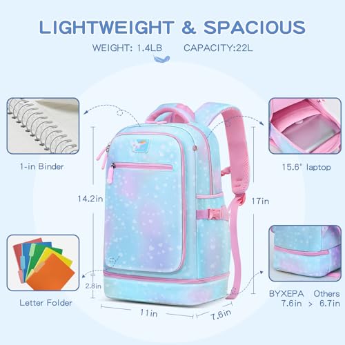 BYXEPA Mochila para meninas, mochilas escolares de 40,6 cm para meninas, linda bolsa de livros para