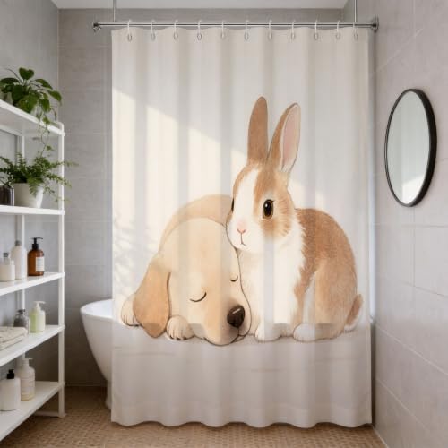 Rideau de douche imperméable polyester imprimé 3D avec anneaux inclus - 4