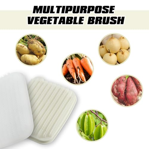 Image of Vegetable Brush,4pcs Potato Scrubber Brush, Vegetable Brush Scrubber for Food, Soft Bristle Brush for Potato /Carrots /Lotus Root
