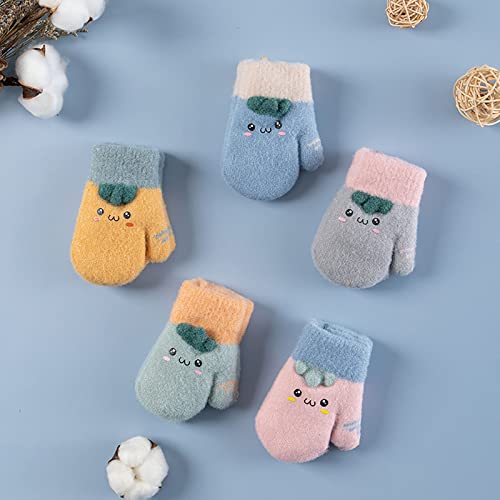 3 Paires De Gants pour Enfants, Coucades Tricotées Et Velours épais Coupe-Vent épais Et Chauds Mignons Mignons De Dessin Animé, Propice Au 1-3 Ans Cover