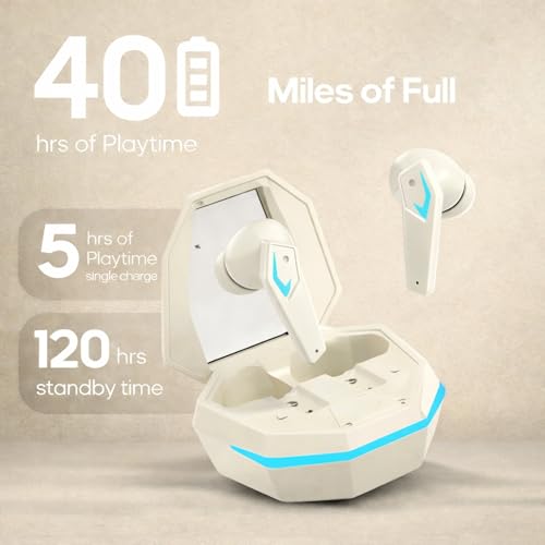 Image of iFAST GM05 True Wireless Stereo Gaming Earbuds, Quad Mic ENC for Clear Calls, Bluetooth 6.0, Low Latency Gaming, RGB LED, Type-C Fast Charge, 5H /40H Playtime, IPX5 | White