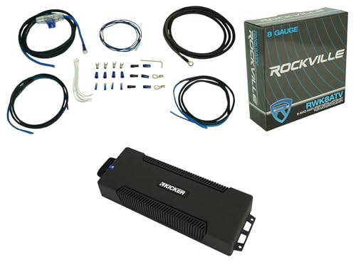 Audiosavings Bundle: (1) Kicker 48PXA10005 1000 Watt 5-Channel Amplifier Amp for ATV/UTV/RZR PXA10005 Bundle with (1) Rockville RWK8ATV OFC Copper 8 AWG Gauge Amp Installation Wire Kit (2 Item)