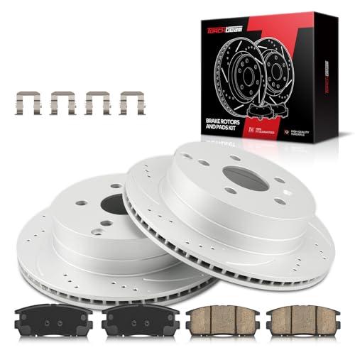 Torchbeam Brake Rotors and Pads Kit Fit Chevrolet Equinox 2010-2017, GMC Terrain 2010-2017, 11.93in Rotors, 55178+D1275 Brake Kit, Rear Brakes and Rotors