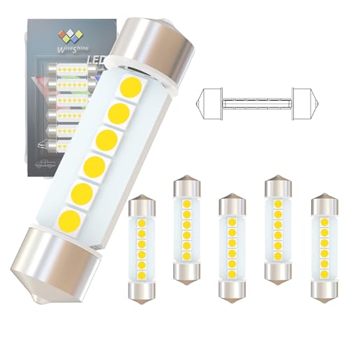 Wiseshine 360 deg DC 24V 38mm 6418 Led Bulb Natural White 6411 C5W DE3425 LED Festoon Bulb for Truck Interior Reading Map Glove box Lights (Pack 6)