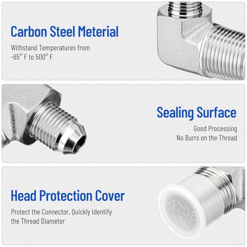 Image of 90 Elbow Hydraulic Adapter Fitting: 3 /8 inch JIC Male x 1 /2 inch NPT Male
