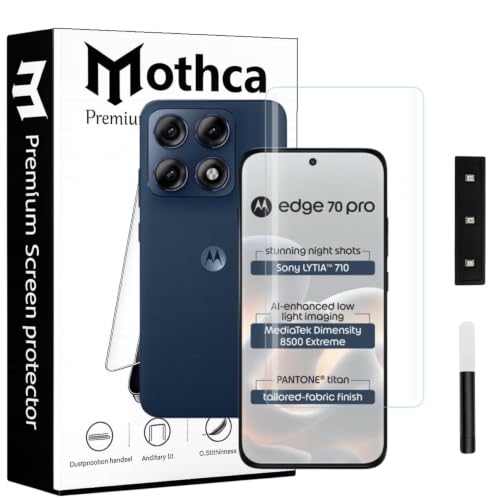 Image of Mothca Premium Curved UV Tempered Glass Screen Protector Motorola Edge 70 pro| HD Clear | Full Screen Coverage (Pack of 1)