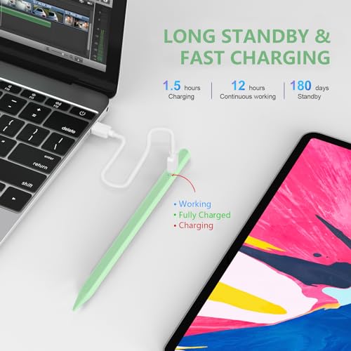 Image of Stylus Pen for iPad 2018-2023 with Palm Rejection, Active Pencil for iPad 10th /9th /8th /7th /6th Generation, for iPad Pro 11 /12.9 inch, for iPad Air 5th /4th /3th Gen, for iPad Mini 6th /5th Gen (Green)