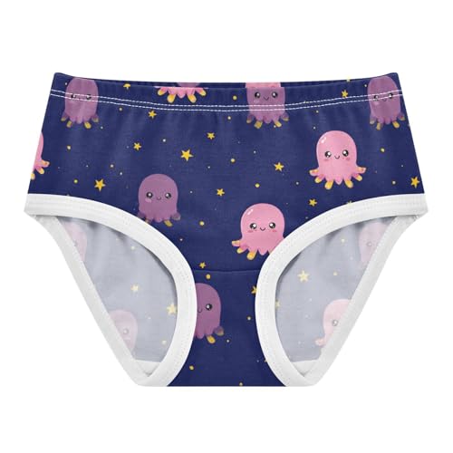 Wusikd Cute Squid Girls' Underwear Cotton Dark Blue Girls Briefs Soft Toddler Underwear 2T