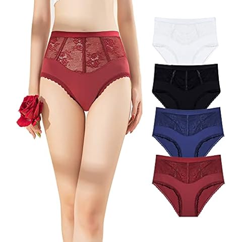 MWMart Women's Sexy Lace Panties High-Rise Lingerie Underwear Briefs Floral Lace Boy Shorts Cover