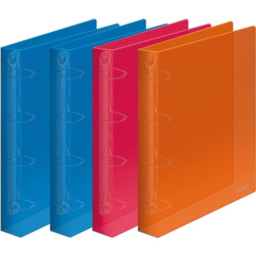 Dohe - Carpetas 4 Anillas Polipropileno Rígido (4 uds.) - 3 Colores, Capacidad 250 Hojas, Anillas 25 mm, Tamaño A4 (23,5x31 cm), Lomo 4 cm, Grosor 800 micras - Material de oficina