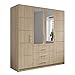 Drehtürenschrank Bado 4D, Kleiderschrank mit Spiegel, Schubladen und Spiegeltüren, Elegantes Schlafzimmer Schrank, Jugendzimmer (Eiche Sonoma/Spiegel)