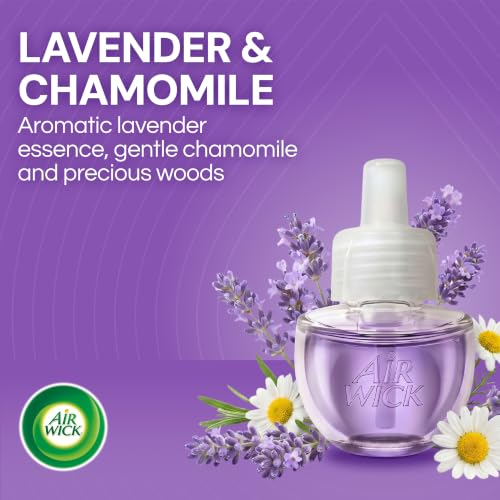 Image of Air Wick Plug in Scented Oil Starter Kit, 2 Warmers + 6 Refills, Lavender & Chamomile, Eco Friendly, Essential Oils, Air Freshener