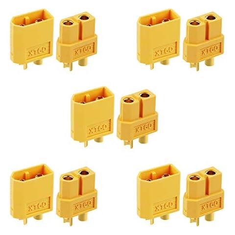 10 pcs XT60 Battery Connectors for RC Battery Toy Vehicle 5pcs Male connectors and 5pcs Female connectors (5 pairs) Cover