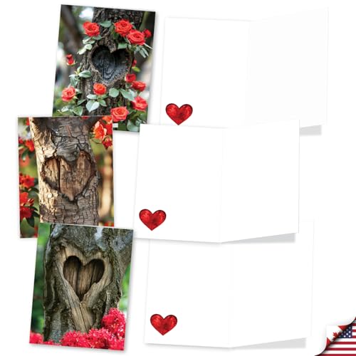 Image of The Best Card Company 20 Assorted Blank Notecards Box Set 4 x 5.12 Inch with Envelopes (10 Designs, 2 Each) Heartful Trees AM10542OCB-B2x10