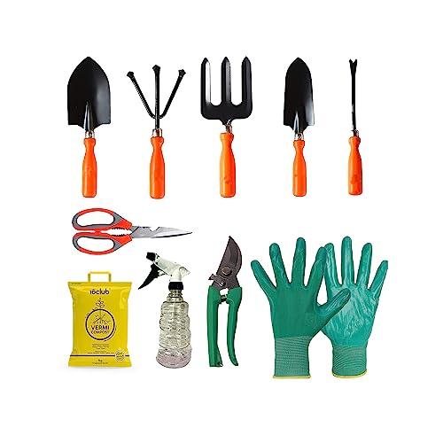 Kraft Seeds Plant Care Tool Kit – 10 Pcs (Scissors, Pruner, Garden Gloves, Trowel, Fork, Cultivator, Spray Pump, Manure, Weeder) | Gardening Tools Kit for Home Garden, Terrace, Balcony | Lawn Sprayer Kraft Seeds Plant Care Tool Kit – 10 Pcs (Scissors, Pruner, Garden Gloves, Trowel, Fork, Cultivator, Spray Pump, Manure, Weeder) | Gardening Tools Kit for Home Garden, Terrace, Balcony | Lawn Sprayer