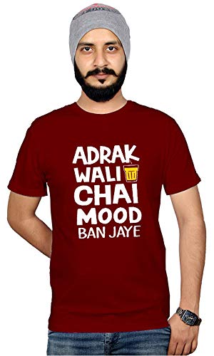 WorkshopFunny Quote Printed T-Shirt for Men & Women Adrak Wali Chay Hindi Slogan Chay Lover Tshirts Half Sleeve Round Neck Tshirts Cotton Short Sleeve T Shirt