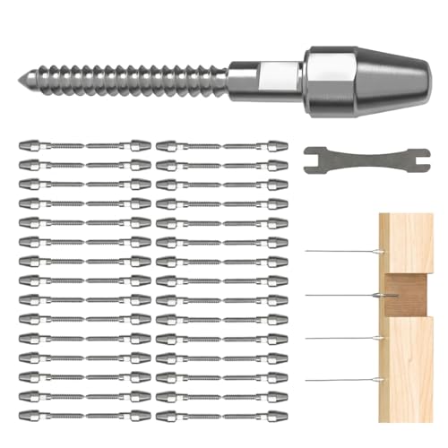 RiaYer 30 Pairs Cable Railing Kit Tensioner QuickLock, Right&Left Handed Thread Swage Lag Screws for Wood Post of 1/8