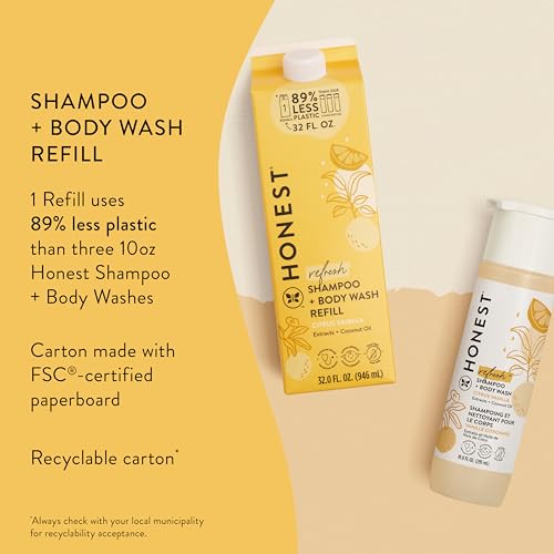 Image of The Honest Company 2-in-1 Cleansing Shampoo Body Wash Refill Carton, Gentle for Baby, Naturally Derived, Tear-free, Hypoallergenic, Citrus Vanilla Refresh, 32 fl oz
