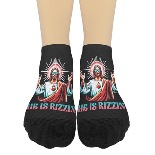 He Is Rizzin Jesus Is Rizzen Men's Athletic Socks Cotton Socks Women's