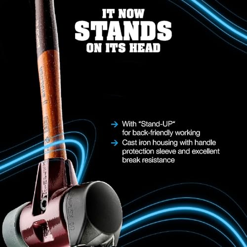 Image of Halder Simplex Soft-Faced Mallet 3028.260 - Medium-Hard inchStand-Up inch Rubber Insert, Hard Nylon Insert, Cast Iron Housing with Handle Protection Sleeve, Varnished Wooden Handle, 60mm, 3.4 lbs.