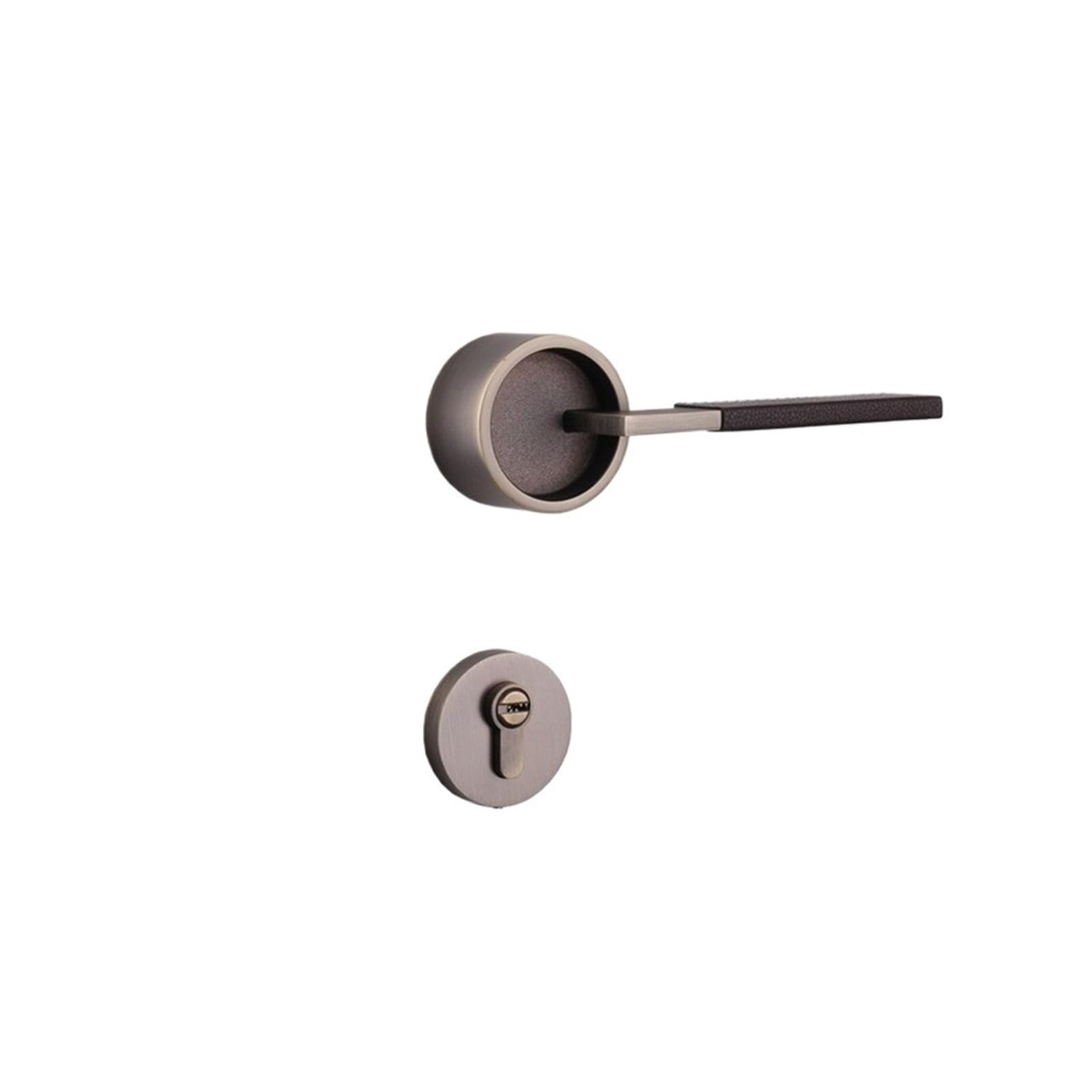 Serrure de porte nordique en cuir bronze - Poignée de chambre luxe discret