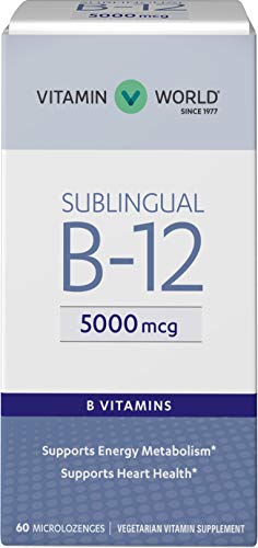 Vitamin World Vitamin World Vitamin B-12 5000 mcg. Sublingual 60 Microlozenges, Supports Energy Metabolism, Supports Heart Health