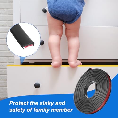Image of uxcell U-Shape Edge Banding, 9.8ft x 12mm TPE Self-Adhesive Veneer Edging, Plywood Edge Trim Flexible Furniture Edge Protector for Countertop Cabinet Shelf Repair Restoration (Black)