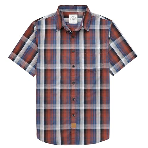 Image of Dubinik Mens Short Sleeve Button Down Shirts Soft Breathable Summer Vintage Regular Fit Lightweight Men's Casual Shirt