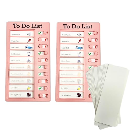 チェックリスト TO DO リスト 持ち物チェッカー 2個セット ブランクカード20枚付き 忘れ物チェッカー 日常生活計画 雑用チャート メモ帳 スケジュール 項目 メモ 仕事 時間管理ノート (ToDoピンク +ピンク)
