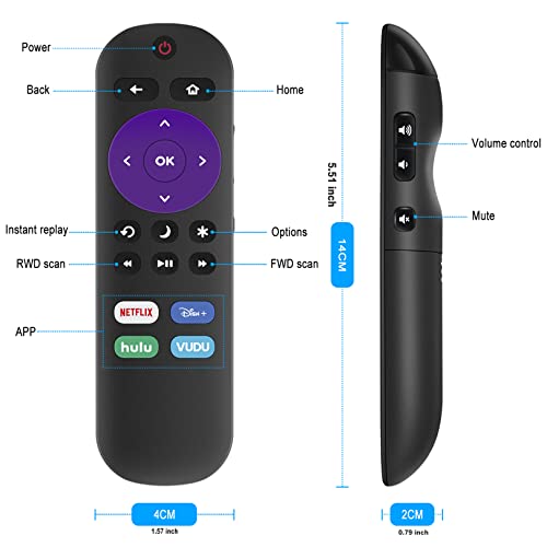 Replace Ir Remote Control Fit For Onn Roku Tv, 4K Uhd Lcd Smart Hdtv With Net-Flix Dis-Ney Hu-Lu Vu-Du Shortcut App Button Key #TOP3