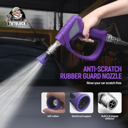 Image of Swivel Gun Pro - High Pressure Trigger with 3 /8 inch Male Plug, 1 /4 inch Stainless Steel Automatic Quick Connect Coupler, 25 Nozzle Guard - Power Washer Gun with M22 Fittings