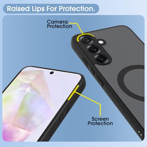Image of Amazon Basics Back Cover for Samsung Galaxy A36 5G Compatible with Mag-Safe Smoke Back | Shockproof Design | Hard Transparent Back Case (Black Smoke Mag-Safe)