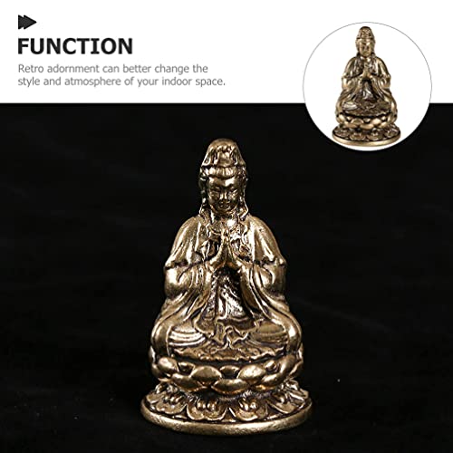 Figura Mini Estatua Budista Guanyin de Latón miniatura 6