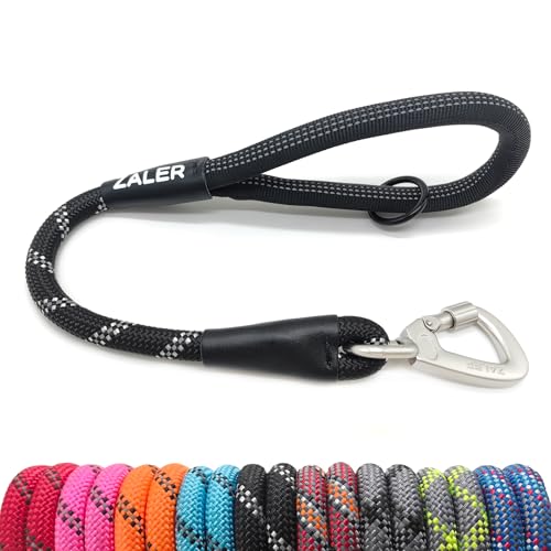 ZALER Short Dog Leash, 18 Inches Rope Traffic Leashes for Dogs, Reflective Dog Lead with O-Ring...