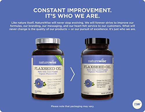 Naturewise Organic Flaxseed Oil 1200Mg 720Mg Ala Highest Potency Flax Oil Omega 3 For Cardiovascular, Cognitive, Immune Support Healthy Hair, Skin, & Nails Non-Gmo [2 Months - 120 Softgels] #TOP6