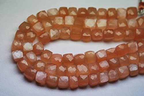Pierre de lune pêche naturelle 7-6mm perle facettée box shape en fil