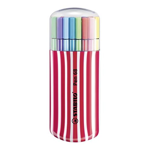 Rotulador stabilo punta de fibra pen 68 zebrui cereza estuche de 20 unidades colores surtidos