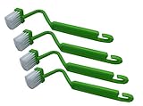 JDWG Curved Toilet Brush,8' V-Shaped Plastic Toilet Edge Brush Toilet Cleaner Brush Cleaning Toilet Rim (Pack of 4, Green Curved Toilet Brush)
